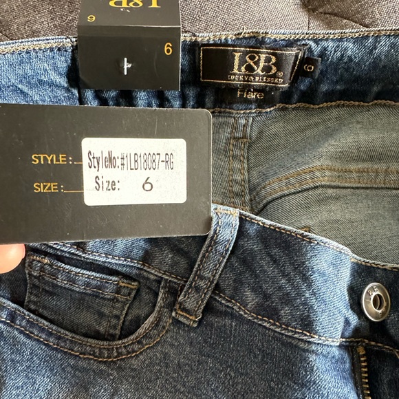 L&B Blue Flare Jeans with Gold Sequin Accents - Picture 4 of 7